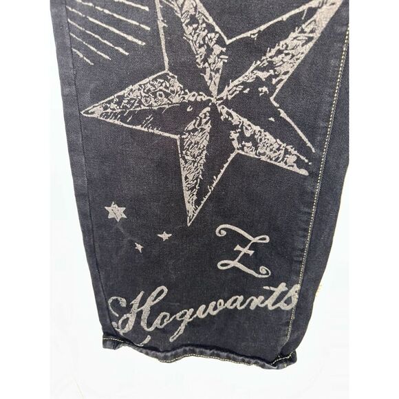 Harry Potter ROMWE Star & Moon Graphic Wide Leg Jeans size Large L 8 - 10 Y2K - Picture 3 of 10